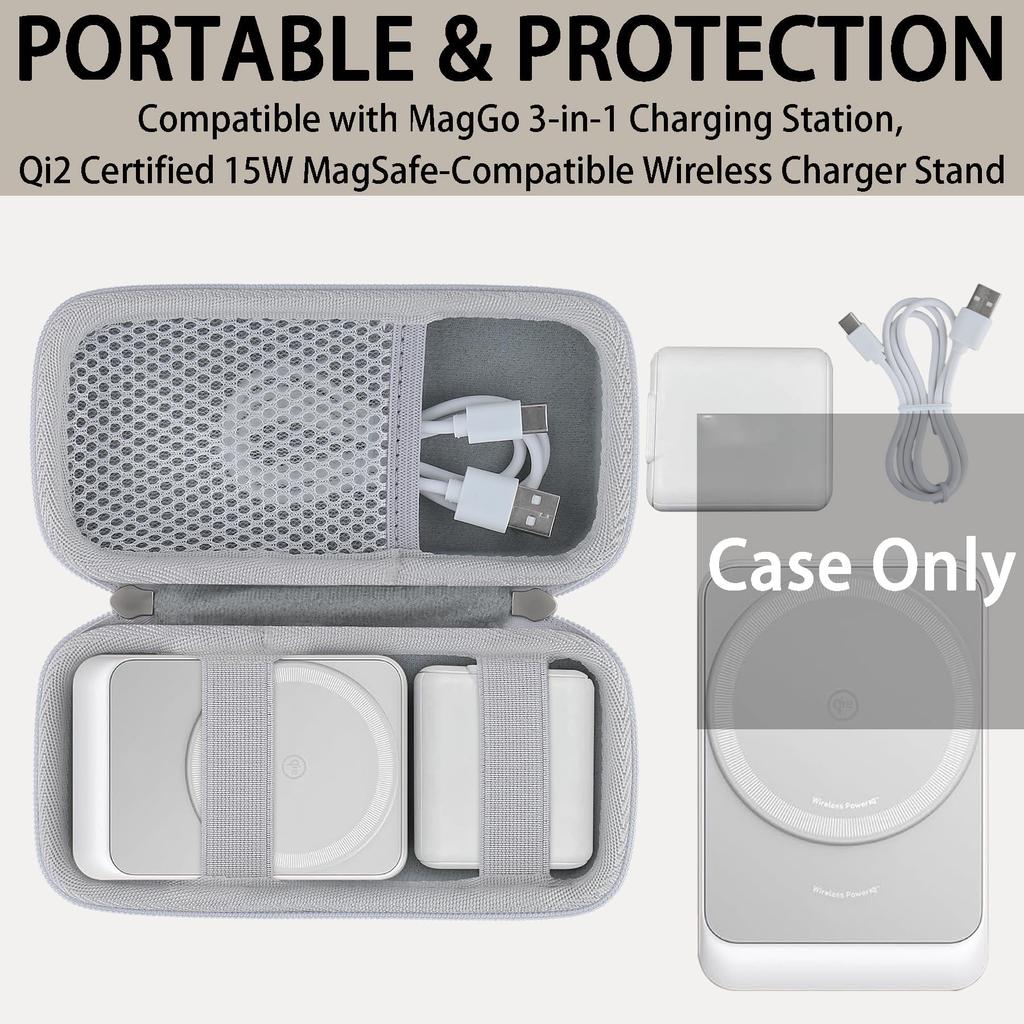 [Case Only] Anker MagGo Wireless Charging Station (Foldable 3-in-1) Magnetic 3-in-1 Wireless Charging Station Storage Case, White - Khanka