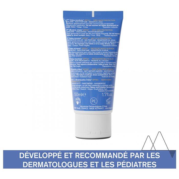 Crème solaire - Uriage - Bébé 1ere Crème Minérale - SPF50+ - 50ml - Protection UVA/UVB