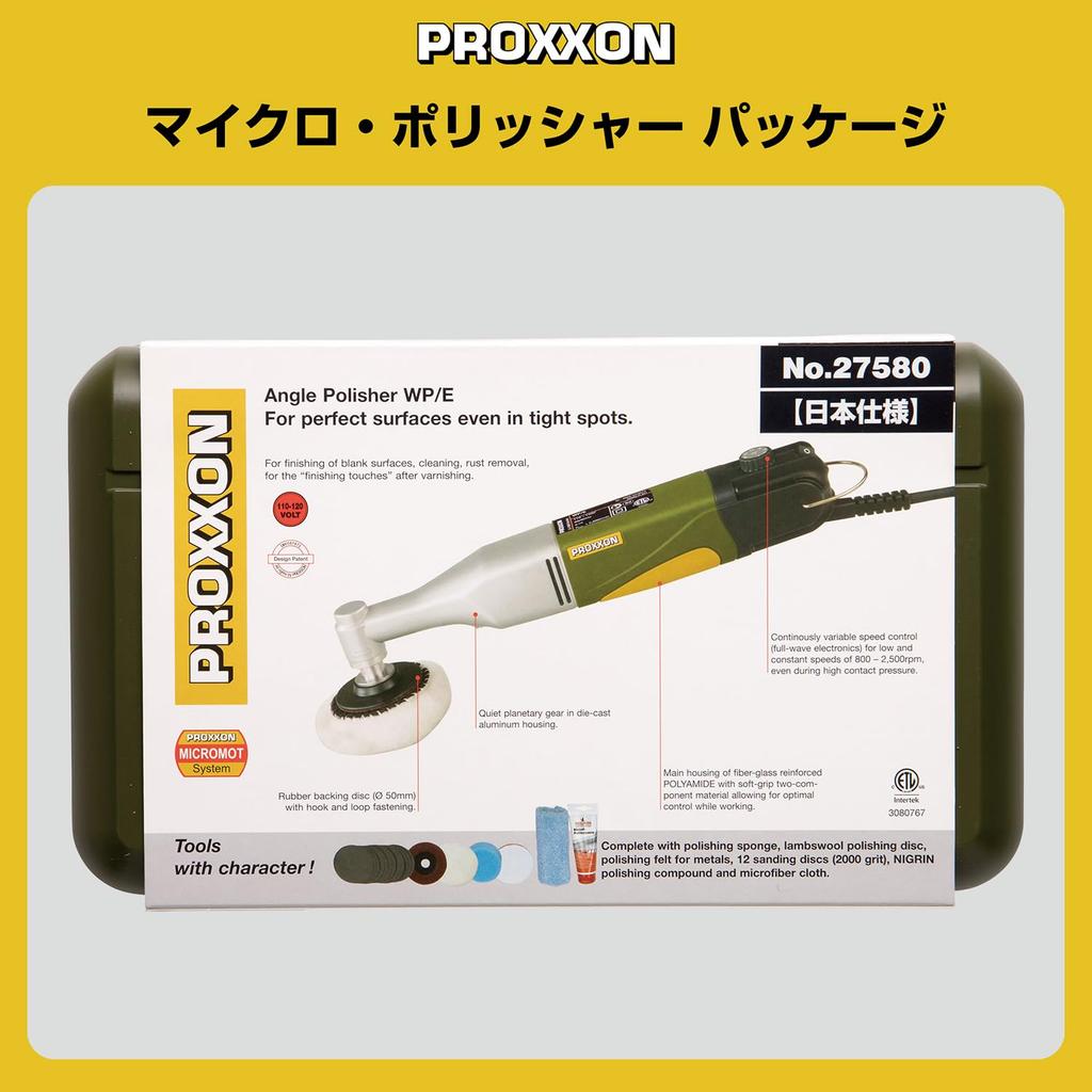 PROXXON Micro ein Oberflächenpolierer, der das Drehmoment auch bei niedrigen 27580 Polierer, Drehzahlen beibehält, Nr.