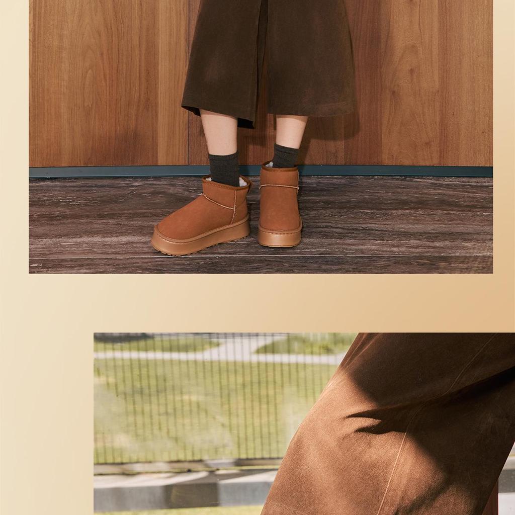 2026 Women's Winter Snow Boots: Non-Slip, Warm, Leather & Fur-Integrated, Thick Sole, Plus Velvet, Short Northeast Wool Slippers.