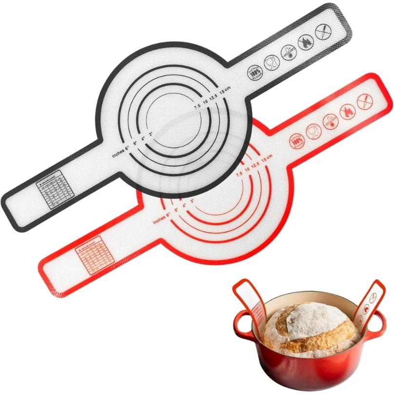 Reusable Silicone Bread Sling for Dutch Oven Baking Mat Long Handles Non-Stick Liners for Transferable Dough Pastry Supplies