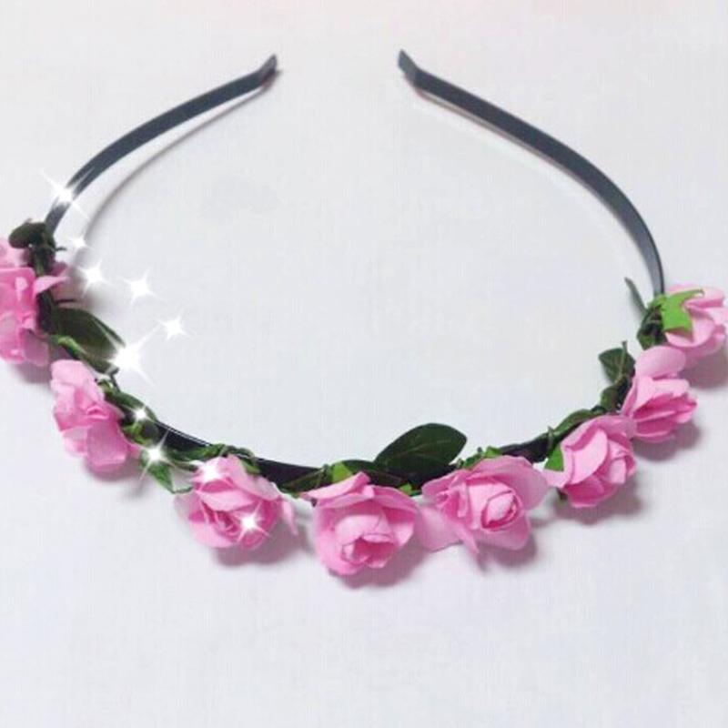 

Hot sale ladies rose flower hair bands colorful wedding headwear рожевий