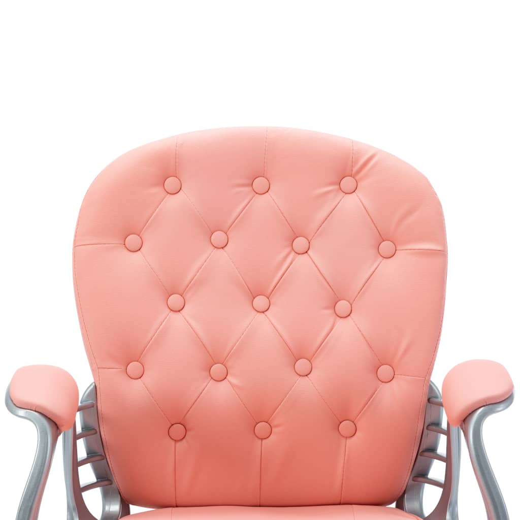 Office Swivel Chair In Pink Faux Leather