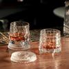 New Rotating Glass Whiskey Cup Vintage Sle Beer Glass Home Use Brandy Cup with Base Stripe Pattern Single Layer Non-Insulated