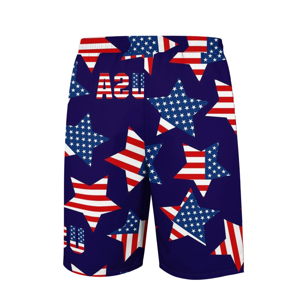 Men's Elastic Waist Shorts With Printed We The 250 Years Of USA Flag Comfortable Loose Fit Casual Style