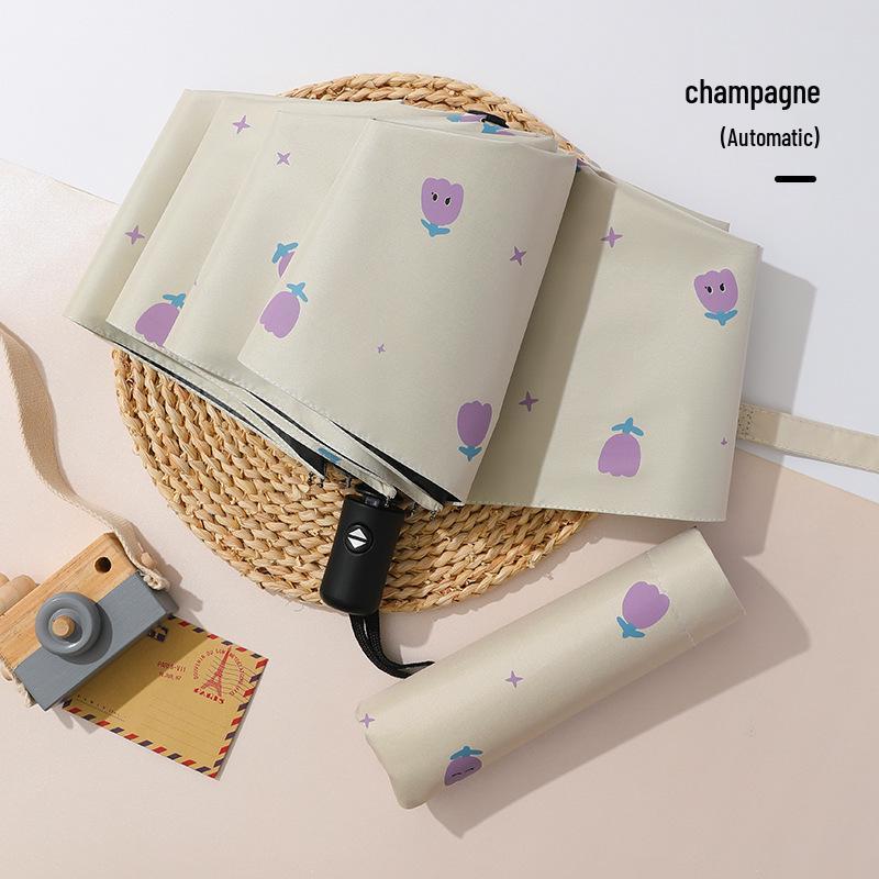 Women's Folding Sun & Rain Umbrella with UV Protection and Logo