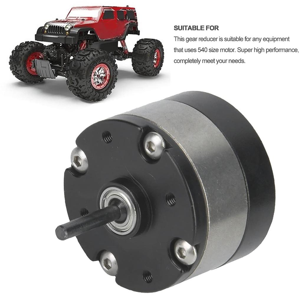 Durable, compact, metal gear reducer motor for RC motors. Compatible with 540 motor-equipped devices.