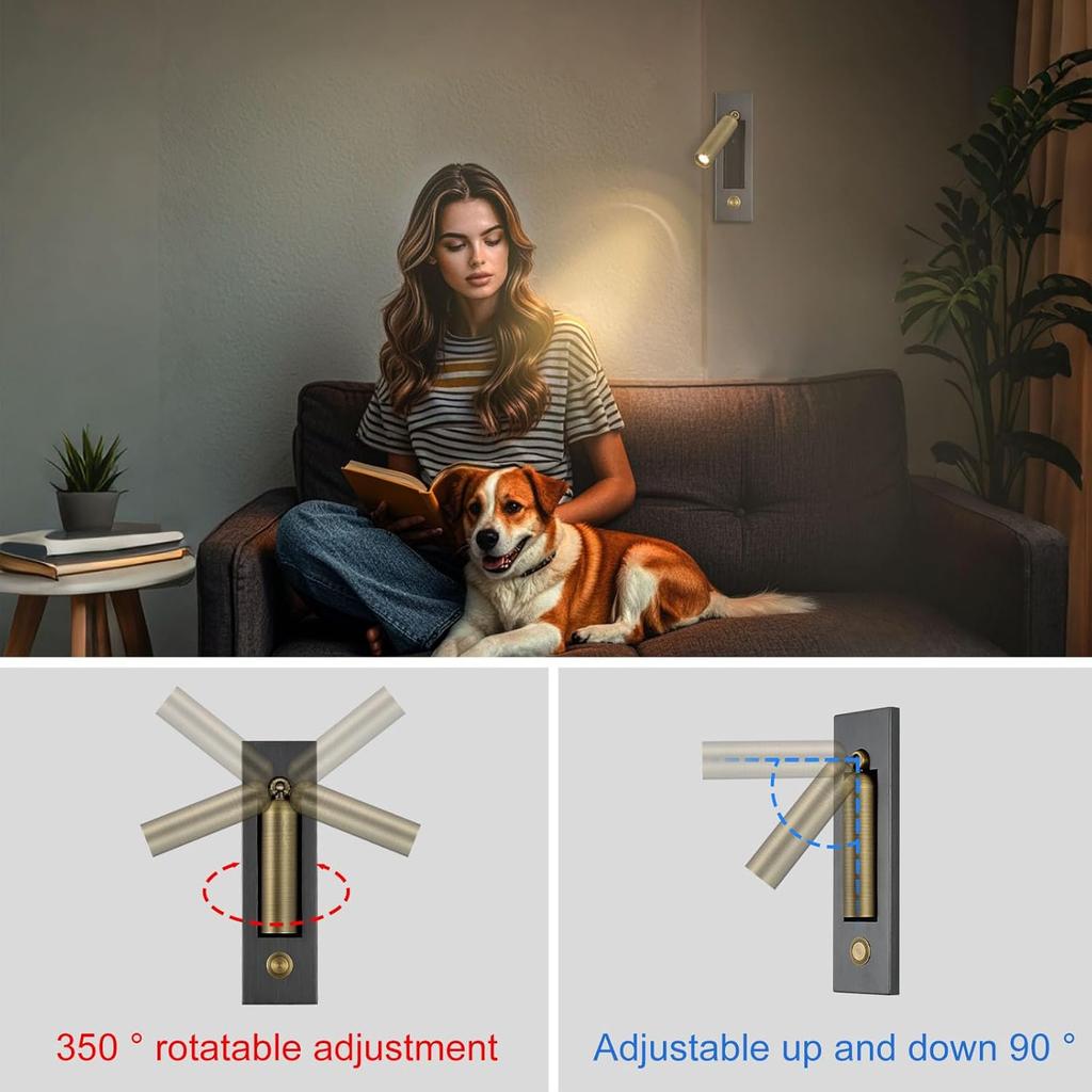 LED Bedroom Lamp Headboard Wall Light Sconce, Bedside Reading Light Recessed Push Switch Wall Lamps, Hotel Bed Side Decorative Wall Sconces