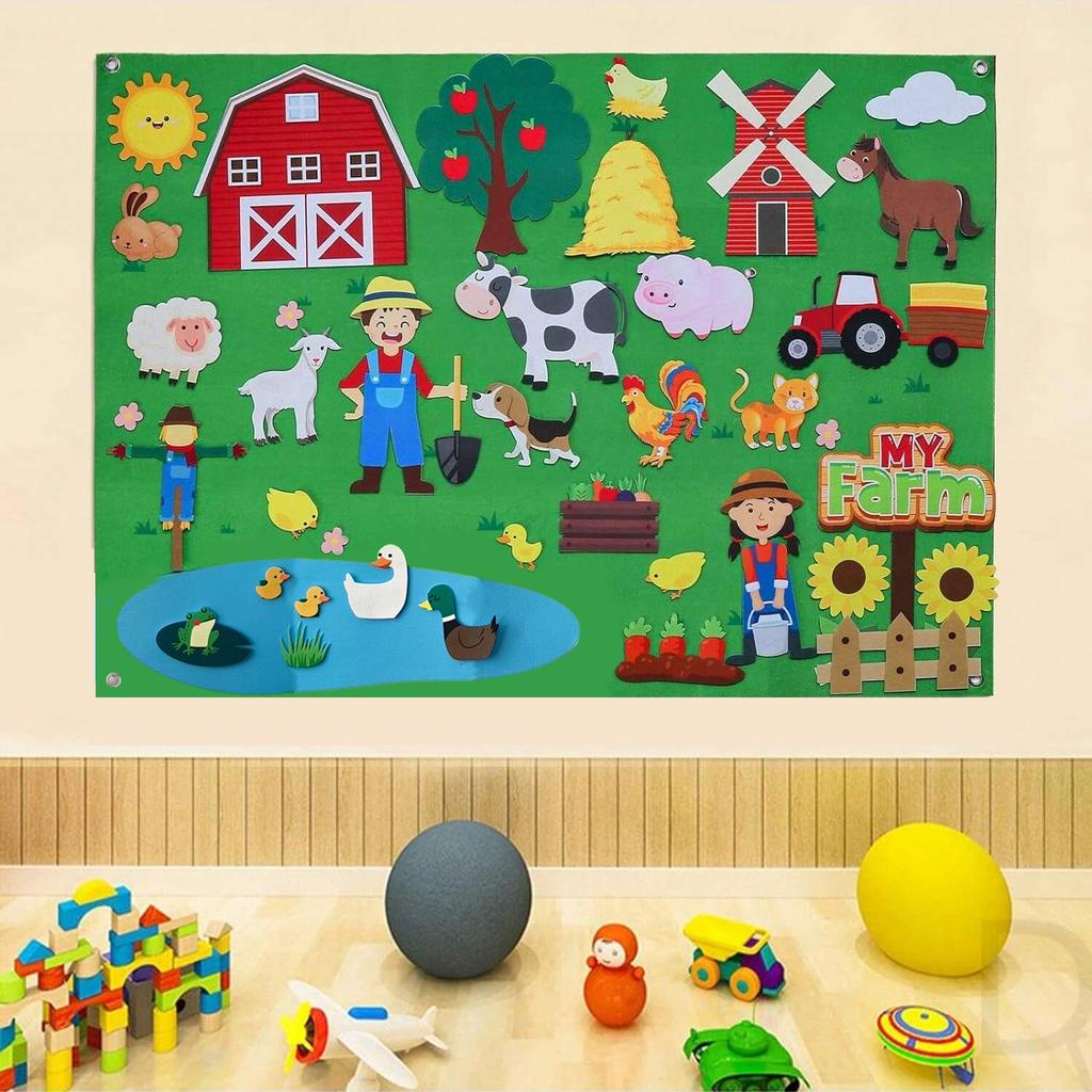 Montessori Activity Board Lernspielzeug DIY Zoo Thema Geschichtenerzählen Frühes Lernen Interaktives Spielset Wandbehang Filzbrett
