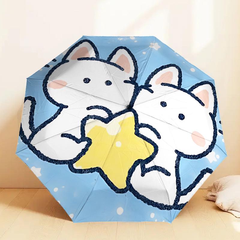Entzückender Katze Sternenhimmel Regenschirm: Automatisches Öffnen & Schließen, Outdoor-Reiseaccessoire, Perfektes Geschenk 122