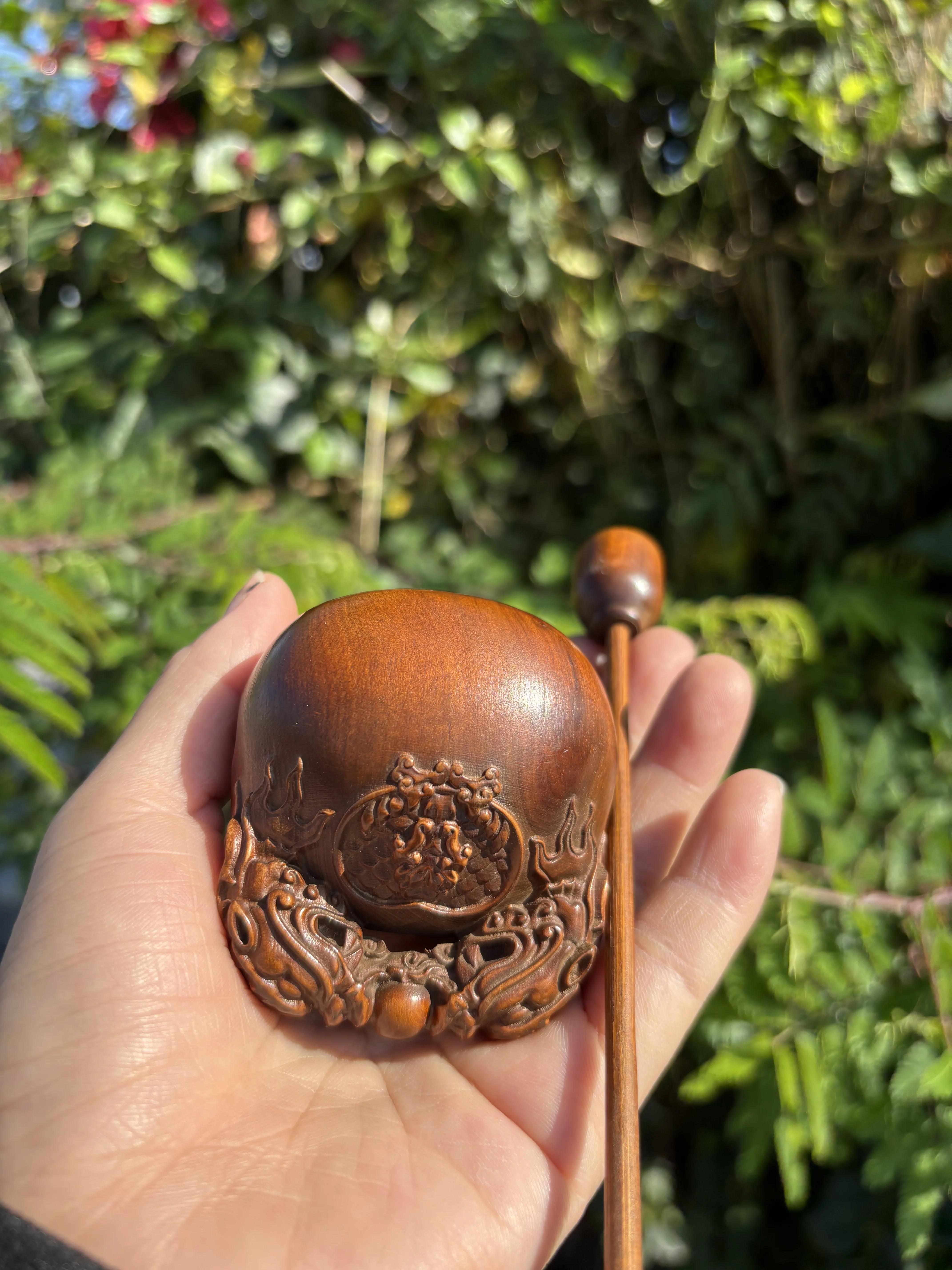 

Wood carving - Wooden bell for Buddhist altar - 6cm Zen decor Oriental art Meditation decor Spiritual sculpture Hand carved wood statue Minimalist