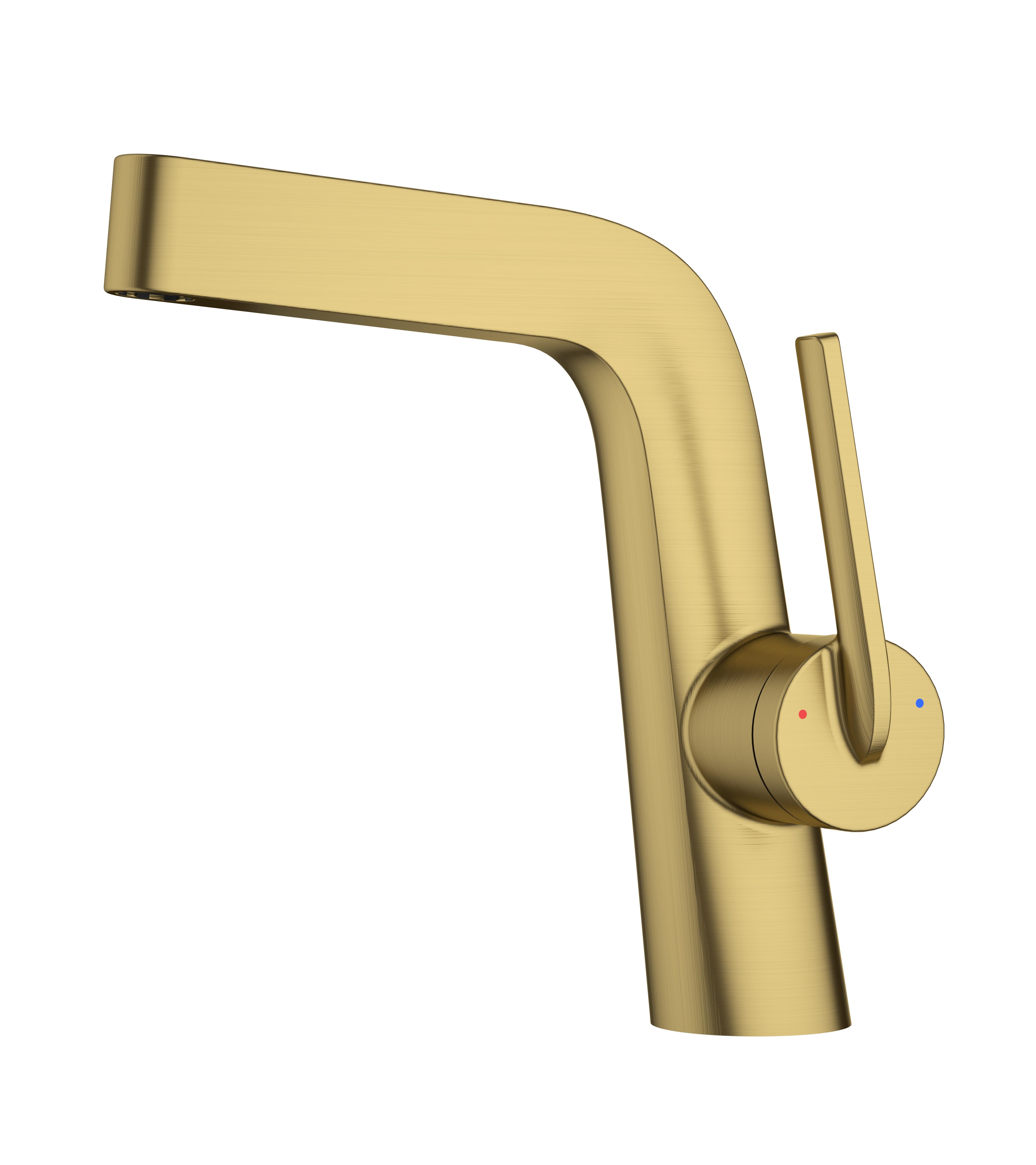 Brushed Gold Blade L Shape Rotatable Liftable Vessel Sink Faucet Brass Bathroom Mixer Tap Durlite Cartridge (Gold,Gold) золотой