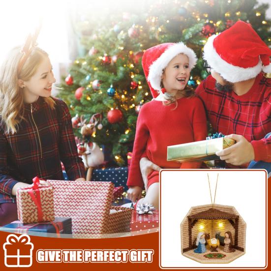DIY Nativity Scene Ornament Kit with LED Lights Beginner Friendly Christmas Decoration Easy to Hang Holiday Ornament for Tree And Home