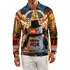 Men's Long Sleeve Golf Shirt Quick-Dry Mesh Casual Top with Christmas Print for Holiday Wear