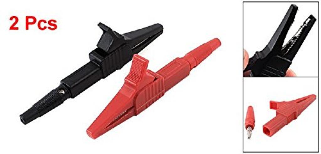 Uxcell 1000V 32A Insulated 85mm Long Alligator Clips with 55mm Banana Plugs 4-Pin