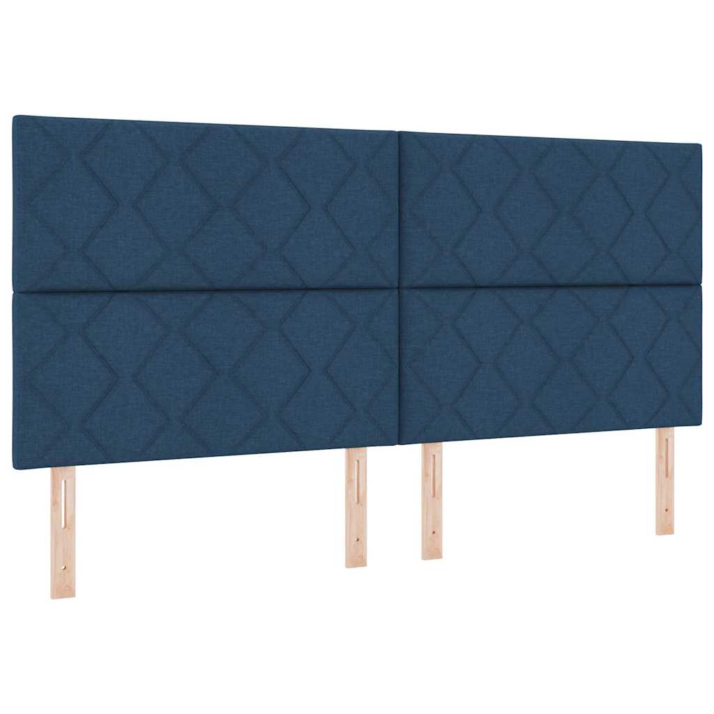 Box Spring Bed with Mattress and Headboard Blue 200 x 200 cm Fabric
