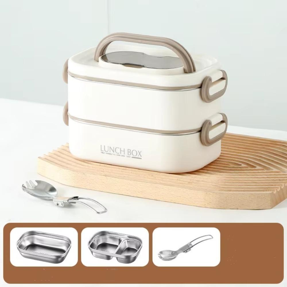 Large Capacity Thermal Lunch Box With Fold Spoon Food Storage Containers  Office Picnic
