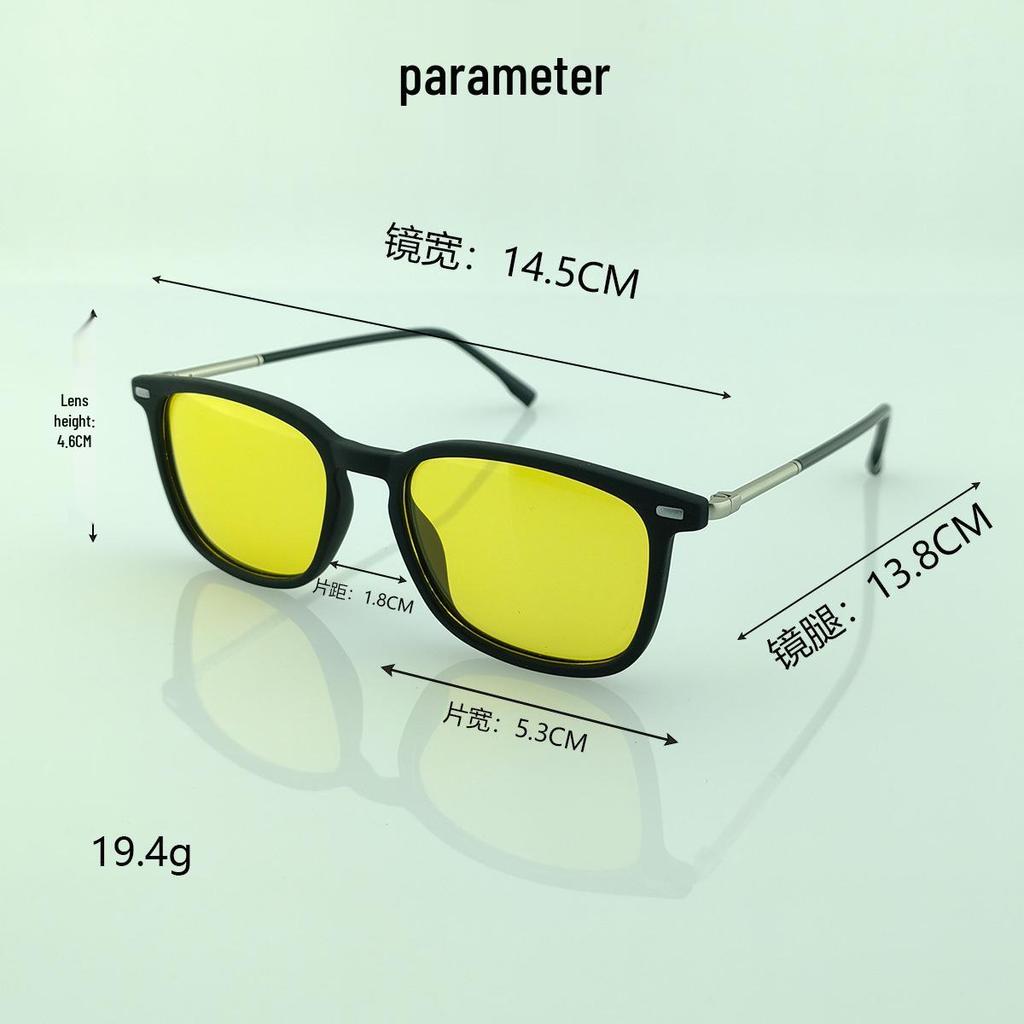 TR Polarized Night Vision Retro Square Sunglasses for Small Faces, High-End Korean Style with UV Protection