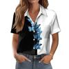 Chemise d'été pour femme à imprimé floral, boutonnée, manches courtes, haut décontracté à poche, tissu léger et respirant, coupe décontractée