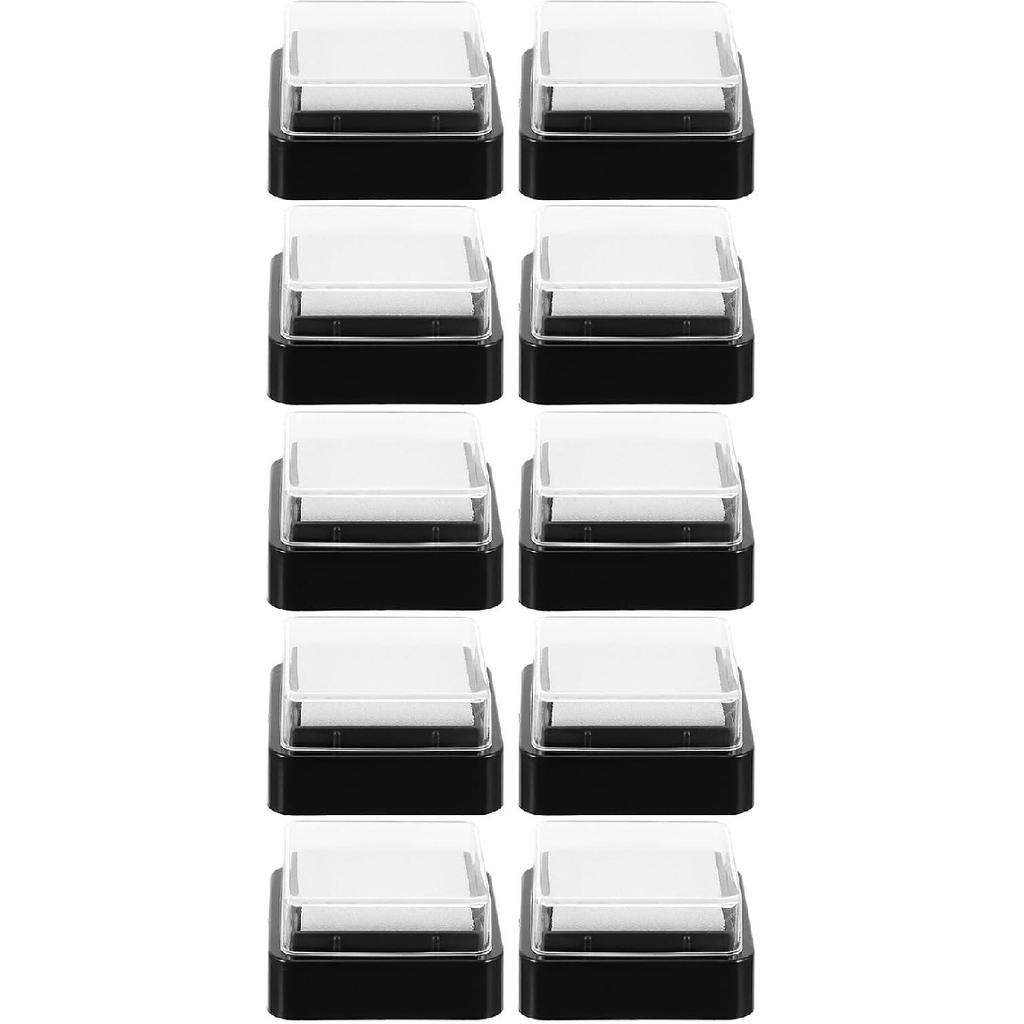 TEHAUX 10pcs Blank Ink Pads - 3x3cm Empty DIY Stamp Pads for Ink Refill - Blending Sponge Ink Pad with Cover - Ideal for Crafting, DIY Painting