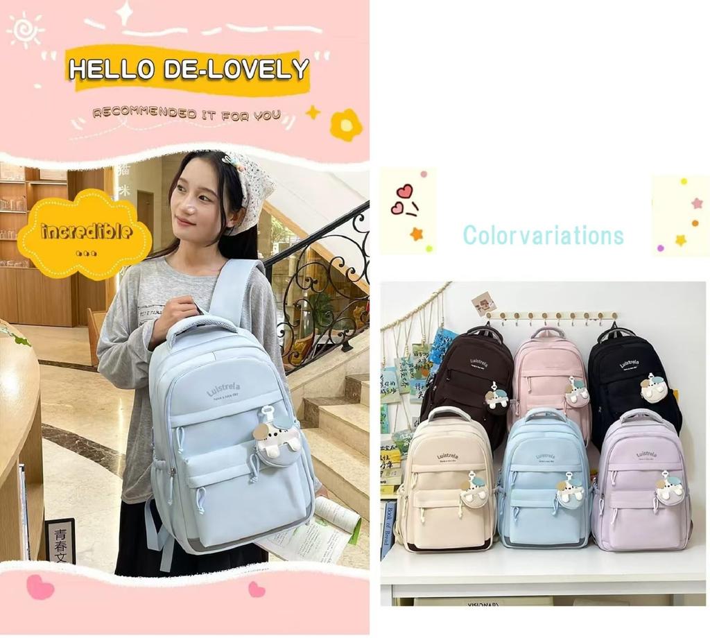 Blue Refrain Lightweight Waterproof Large Capacity Backpack with Perfect for High School and Elementary School Students Women's Pouch, Girls,
