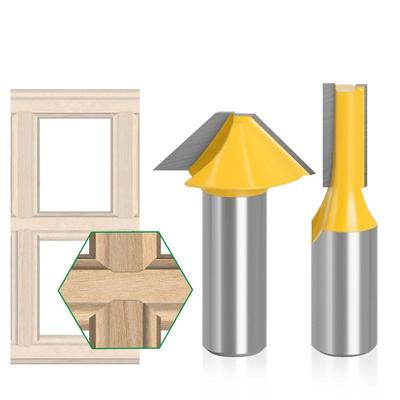 Carbide Tenon Door Window Cutting Bits Knife Flat-bottomed V Shape Milling Cutters Router Bit for Wood 12mm 1/2inch Shank