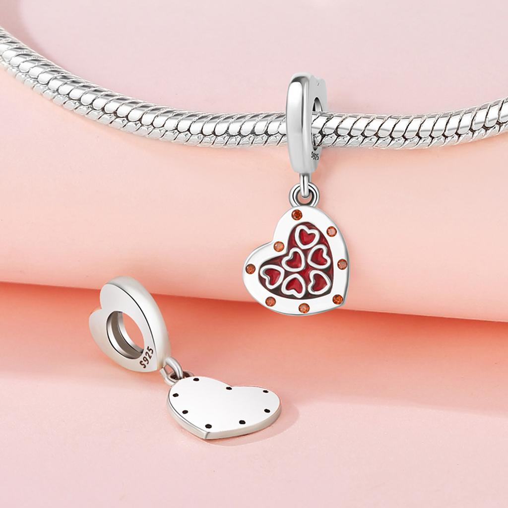 Beads Copper Charms Original Red Heart Pendant Beads Fit Bracelet Jewelry Diy Women Fine Gift Accessory