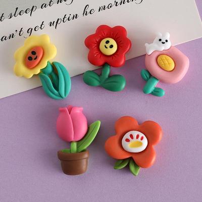 Popular Cartoon Flower Resin Accessories: DIY Phone Case, Hair Clip, Magnet & Earrings