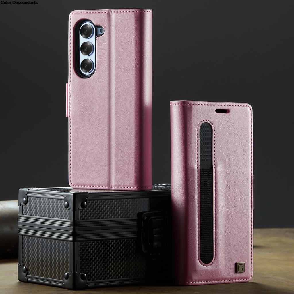 High-end Business Sle Leather Wallet Phone Case for Samsung Galaxy Z Fold 7 6 5 RFID Blocking Organ Card Slot Holder Bag Shockproof protect Cover