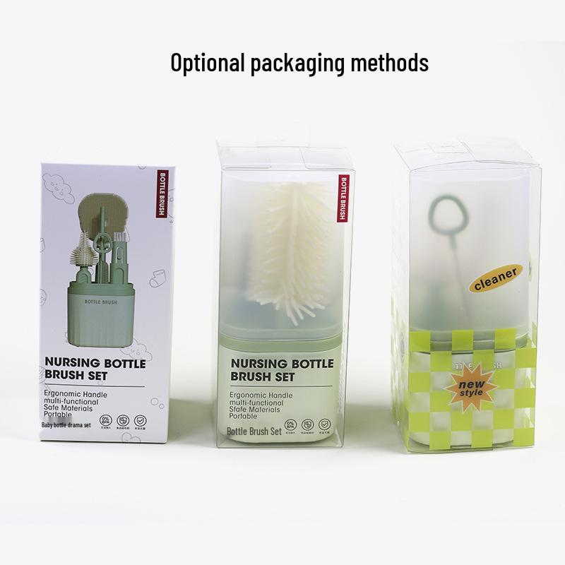 Silicone Baby Bottle & Nipple Cleaning Brush Set - Portable, Multifunctional, Straight Handle