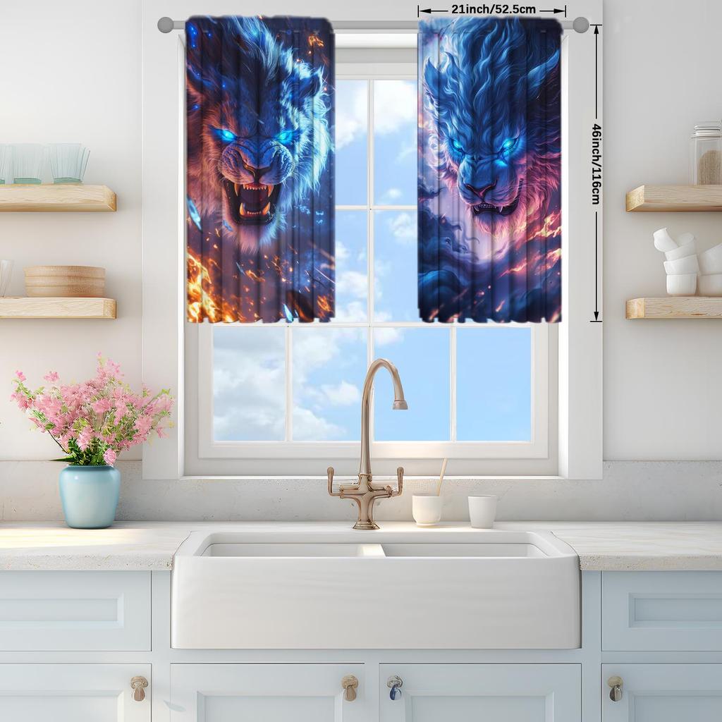 Panels Shanhaijing Divine Beast Theme Printed Curtains Shade Privacy Protection Suitable Decorating Various Rooms Made Of Polyester