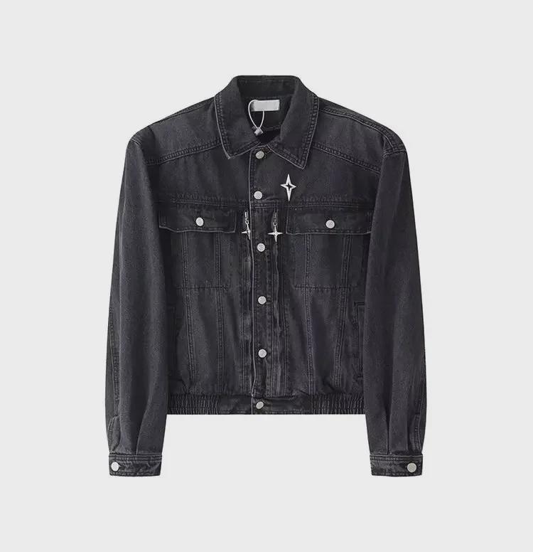 Korejská Niche High-End Džínová Pracovní Bunda s Patinou pro Muže