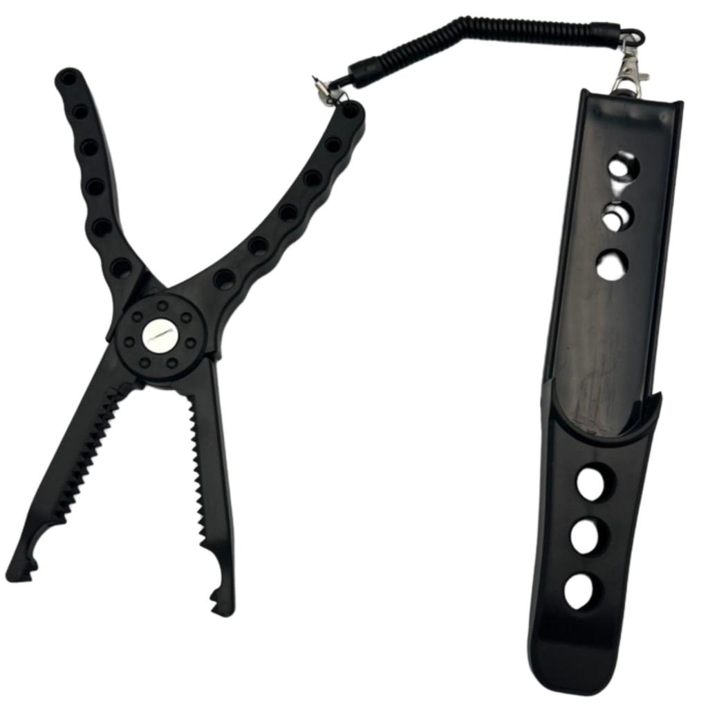 GRmkt Fish Grip, Fish Catcher, Rust-Resistant, Lightweight, One-Handed Operation, Includes a Fall Prevention Rope, Fishing Gear, Black