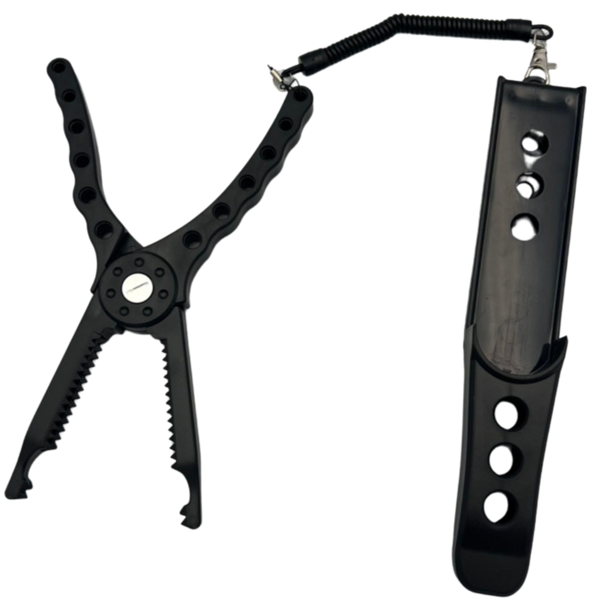 

GRmkt Fish Grip, Fish Catcher, Rust-Resistant, Lightweight, One-Handed Operation, Includes a Fall Prevention Rope, Fishing Gear, Black