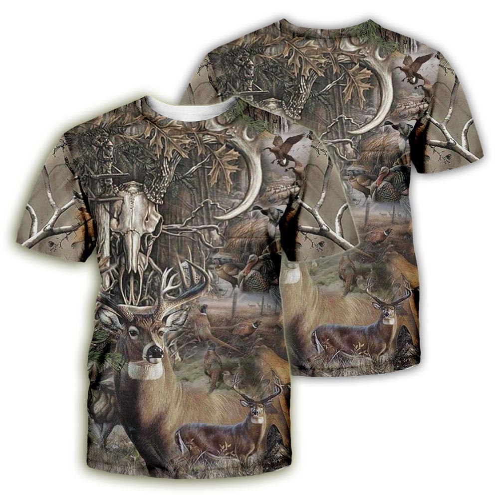Summer Round Neck 3D Animal Print Top Camouflage Uniform Fashionable Casual Short Sleeved Men's T-shirts
