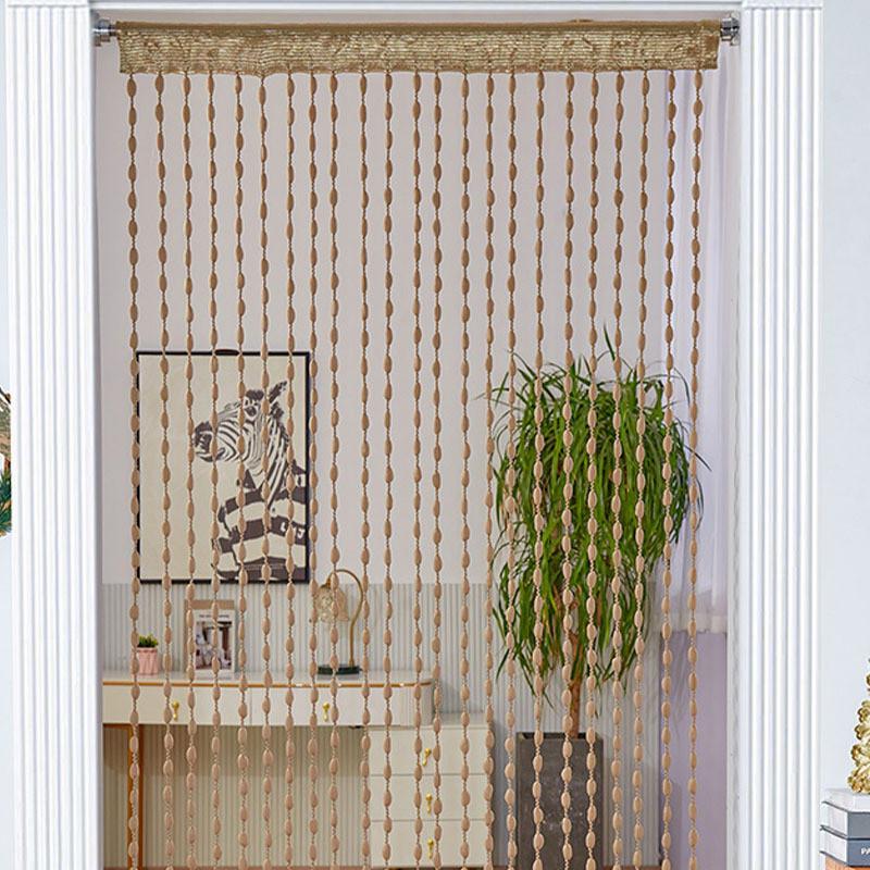 Polyester Fabric Door Curtain With Tassel Fringe For Bedroom Privacy Decor