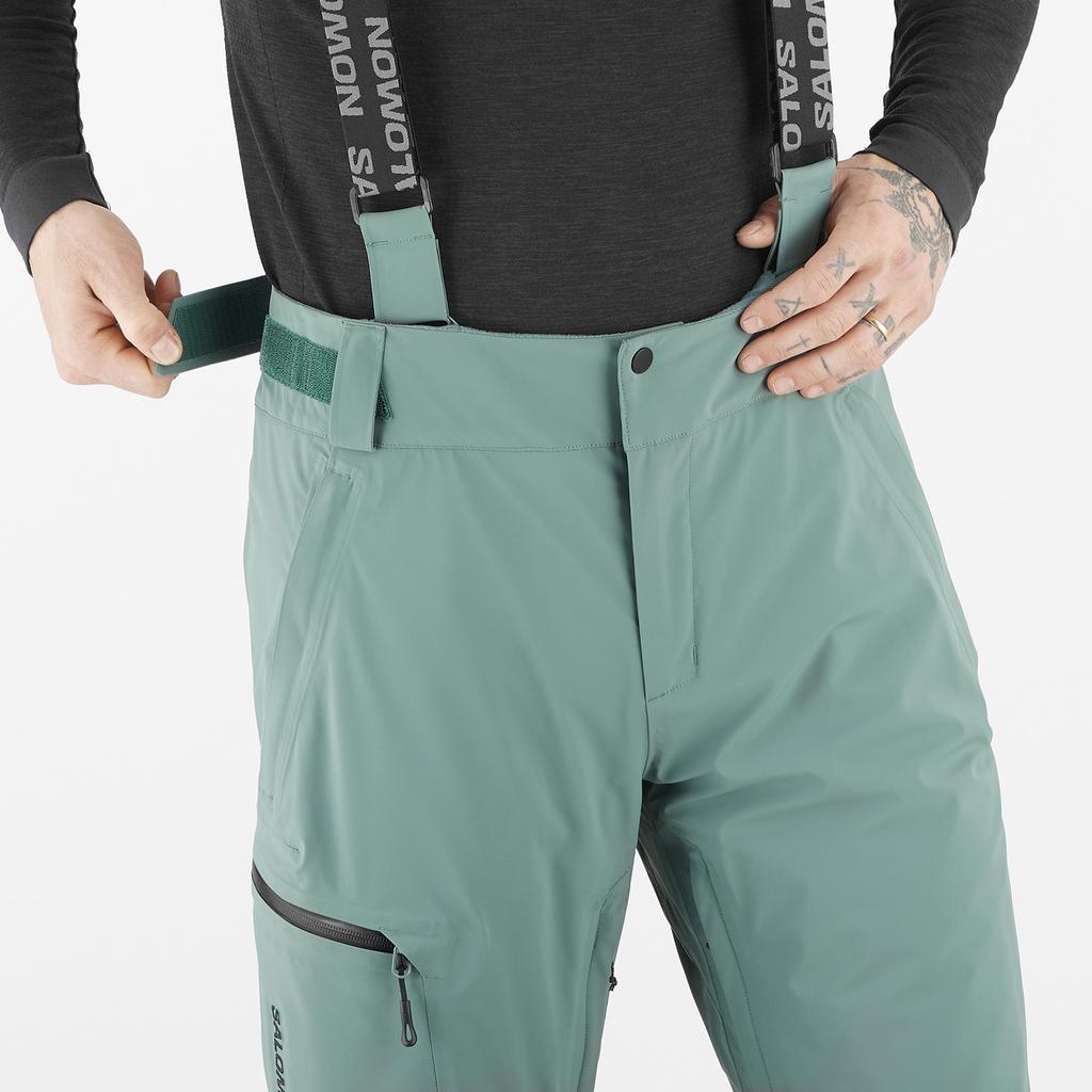 SALOMON Ski Pants Men's Green Straight Fit LC2333300