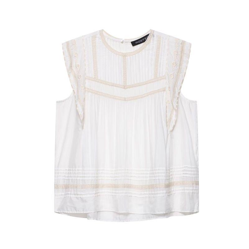 

Kaslead New Women clothes Western Style Fashion Simple and Versatile Embroidery Shirts 5107277 712 White L