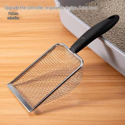 Upgraded Cross-Border Long-Handle Stainless Steel Scoop for Cat Litter, Quails, Reptiles, and Beach Use