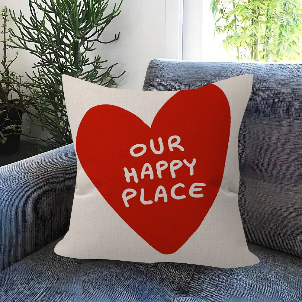 This Is My Happy Place Heart Quote Ins Pillowcase Toon Gift Cushion Cover Bedroom Home Sofa Chair Seat Decor Pillow Case