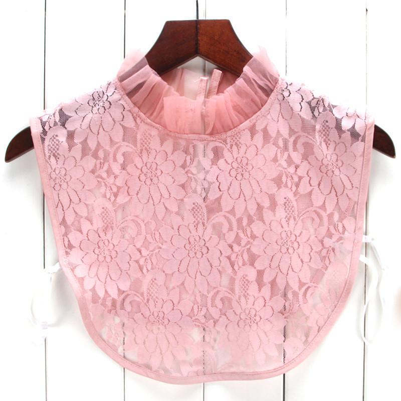 Linbaiway Women's Lace Fake Collar High Stand Ruffle Sweater Blouse Shirt False Collar Female Removable Detachable Collar