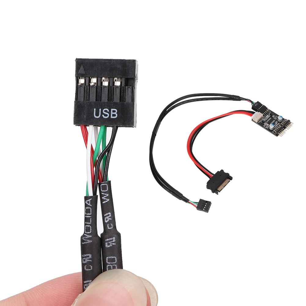 1 Male to 2 Male Port USB 2.0 Header 9PIN to Dual 9PIN Extension HUB with SATA Power Cable
