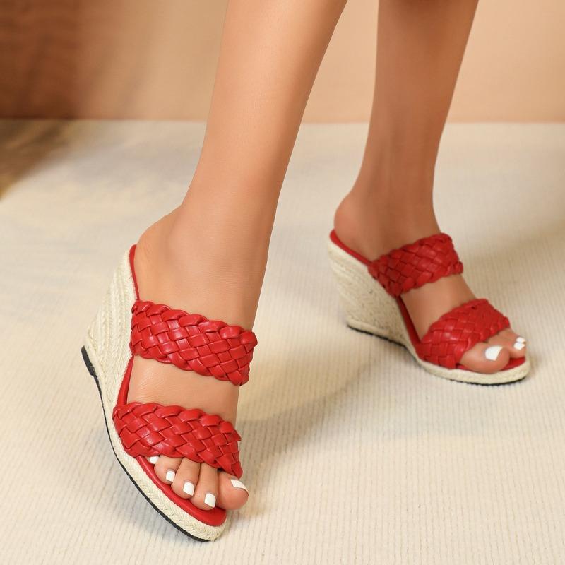 Eilyken/летние соломенные шлепанцы из однотонной ткани — фото 3