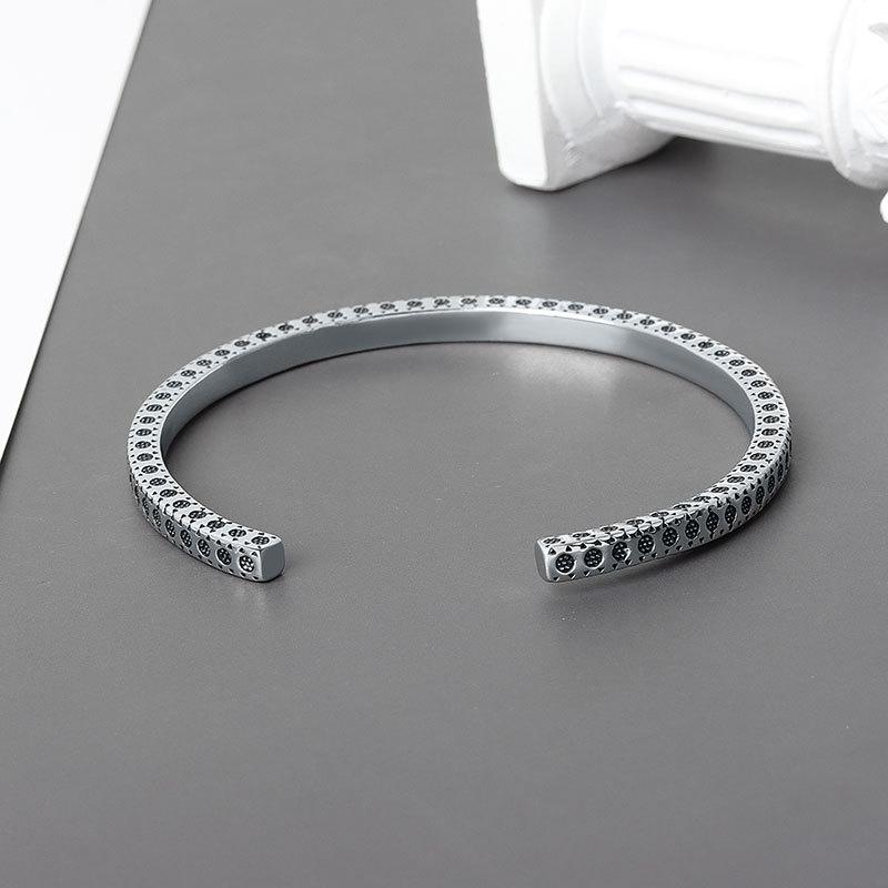 Retro Minimalist Floral Open Cuff Bracelet Unisex Fashion Bangle Gift For Best Friend Stylish Jewelry Accessory