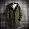 Medium-length Cotton Jacket Men's Large Size Winter Loose Hooded Cotton Jacket Solid Color Thickened Down Cotton Coat Outdoor Cold Solid Color