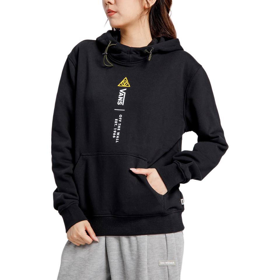 Vans Letter Print Hooded Sweatshirt Women tops Black VN0A4RBKBLK
