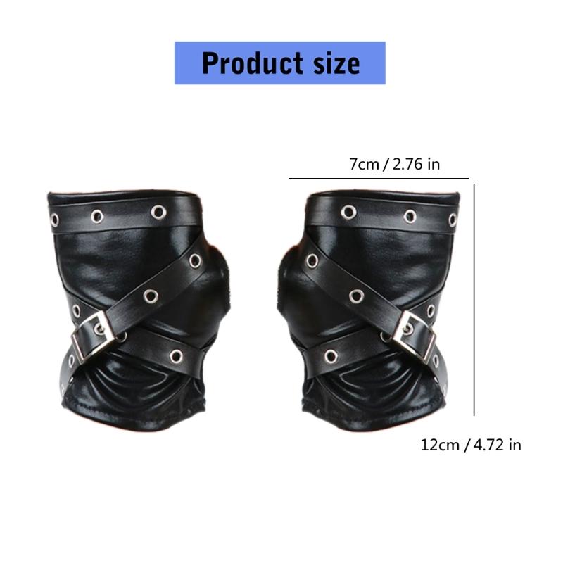 Fingerless Punk Style Gloves Durable PU Leather For Motorcycle Outdoor Halloween Activity