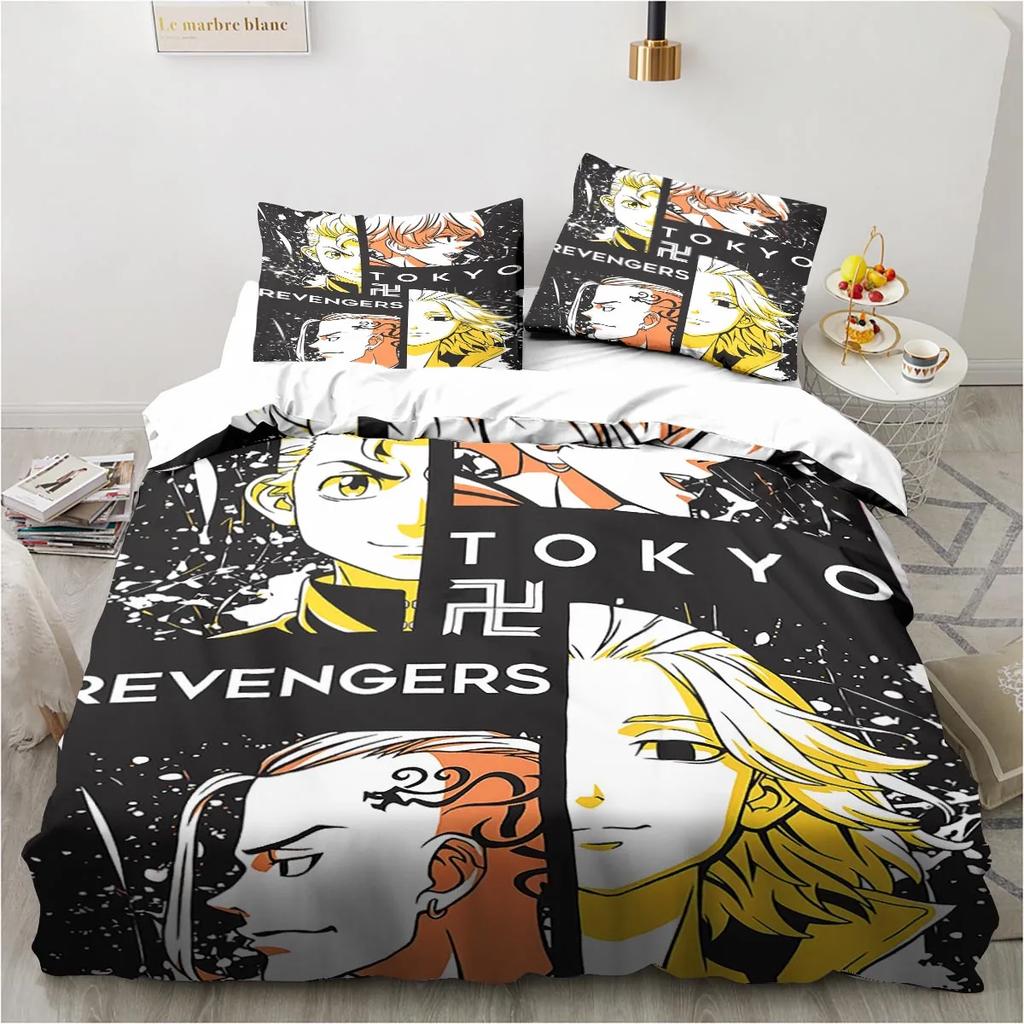 Anime Tokyo Revengers Ryuguuji Ken Sano Manjiro Bettbezug Cartoon Bettwäschesets Bettset Steppdecke Bettdeckenbezüge Heimtextilien