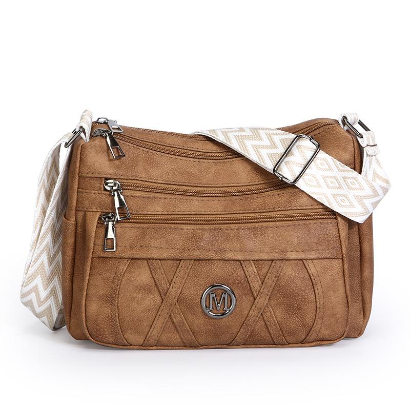 Umhängetasche Mehrfachfächer Weiches Leder Damentasche Muttertasche