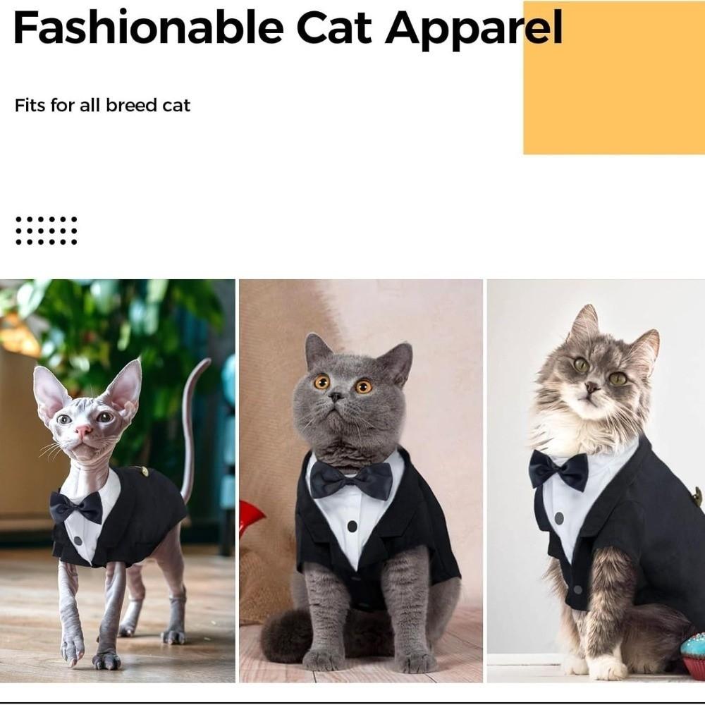 Kočičí Tričko Vesta Oblečení Kočičí Narozeniny Frak Oblečení Formální Oblečení Svatba Šaty s Kravatou Svatba Narozeniny Kočičí Vesta Mašlička Kravata